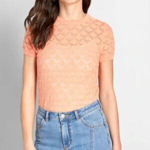 Modcloth Pointelle Shortsleeve Sweater - Size Small